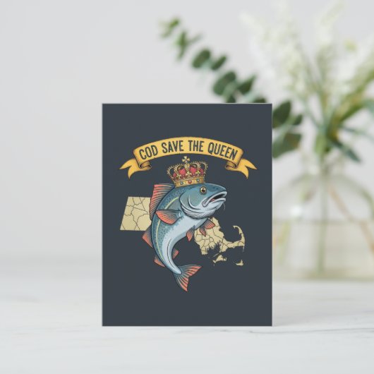 Kabeljau Rettete die Königin Postkarte (Stehend Vorderseite)