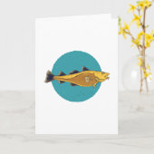 Kabeljaufisch Fanggeschenk für Fischer Karte (Gelbe Blume)