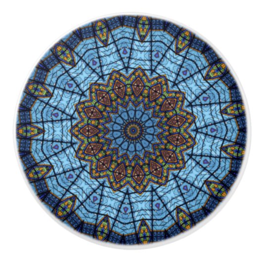 Kabelknöpfe für die Keramik aus blau gestanztem Gl Keramikknauf (Vorderseite)