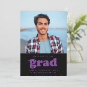 KABELRETRO HAT SICH AN DER GRAD FOTO GRAD INVITE EINLADUNG (Stehend Vorderseite)