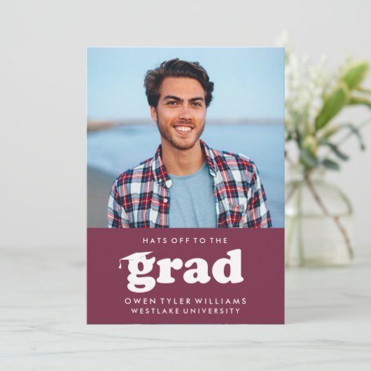 KABELRETRO HAT SICH AN DER GRAD FOTO GRAD INVITE EINLADUNG (Stehend Vorderseite)