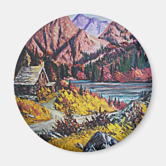 Kabine am See Ölgemälde Magnet (Vorne)