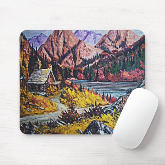 Kabine am See Ölgemälde Mousepad (Mit Mouse)