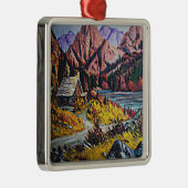 Kabine am See Ölgemälde Ornament Aus Metall (Rechts)