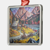 Kabine am See Ölgemälde Ornament Aus Metall (Links)