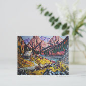 Kabine am See Ölgemälde Postkarte (Stehend Vorderseite)