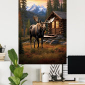 *~* Kabine AP49 MOOSE Stream Nature Forest Poster (Heimbüro)