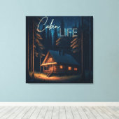 Kabine | Camping Threading Art Leinwanddruck (Insitu (Holzboden))