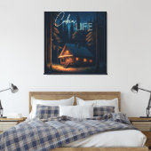 Kabine | Camping Threading Art Leinwanddruck (Insitu (Schlafzimmer))