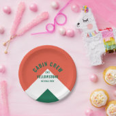 Kabine Crew Peronalized Zielort Retro Grün Rot Pappteller (Party)