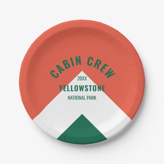 Kabine Crew Peronalized Zielort Retro Grün Rot Pappteller (Vorderseite)
