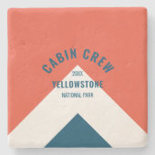 Kabine Crew Peronalized Zielort Retro Red Navy Steinuntersetzer (Vorderseite)