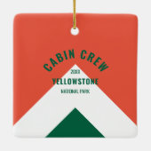 Kabine Crew Peronalized Zielort Retro Rot Grün Keramikornament (Rückseite)