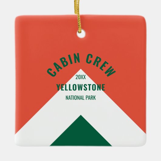 Kabine Crew Peronalized Zielort Retro Rot Grün Keramikornament (Vorderseite)