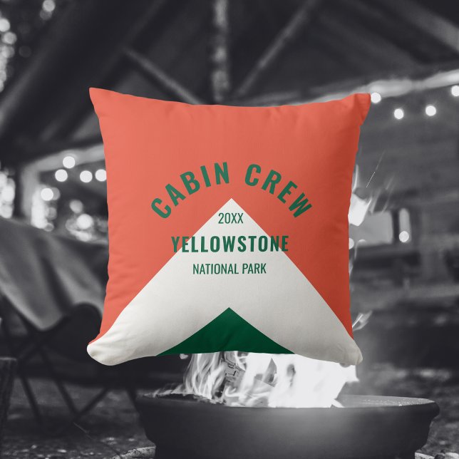 Kabine Crew Peronalized Zielort Retro Rot Grün Kissen (Von Creator hochgeladen)