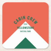 Kabine Crew Peronalized Zielort Retro Rot Grün Rechteckiger Pappuntersetzer (Vorderseite)