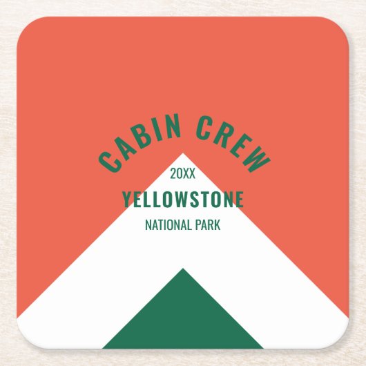 Kabine Crew Peronalized Zielort Retro Rot Grün Rechteckiger Pappuntersetzer (Vorderseite)