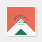 Kabine Crew Peronalized Zielort Retro Rot Grün Serviette (Vorderseite)