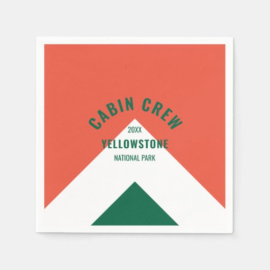 Kabine Crew Peronalized Zielort Retro Rot Grün Serviette (Vorderseite)