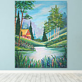 Kabine durch das Strom-Ölgemälde Leinwanddruck (Insitu (Holzboden))