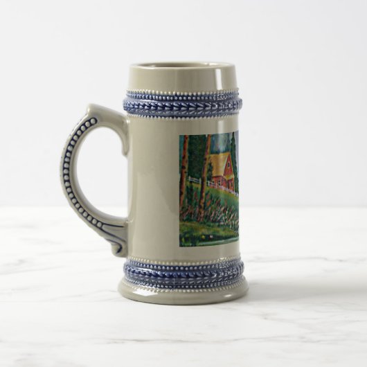 Kabine durch Stream Oil Painting Bierglas (Links)