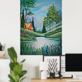 Kabine durch Stream Oil Painting Poster (Heimbüro)