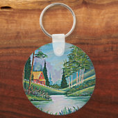 Kabine durch Stream Oil Painting Schlüsselanhänger (Vorderseite)