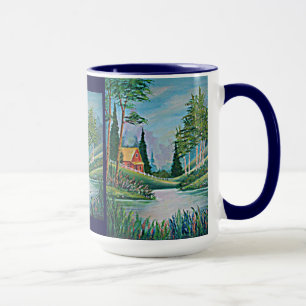 Kabine durch Stream Oil Painting Tasse
