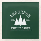 Kabine Familienname Forest Green Glasuntersetzer (Vorderseite)