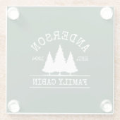 Kabine Familienname Forest Green Glasuntersetzer (Rückseite)