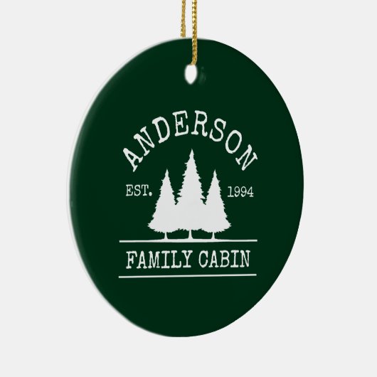 Kabine Familienname Forest Green Keramik Ornament (Rechts)