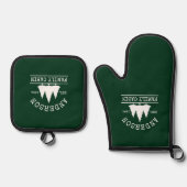 Kabine Familienname Forest Green Ofenhandschuh & Topflappen-Set (Vorderseite)