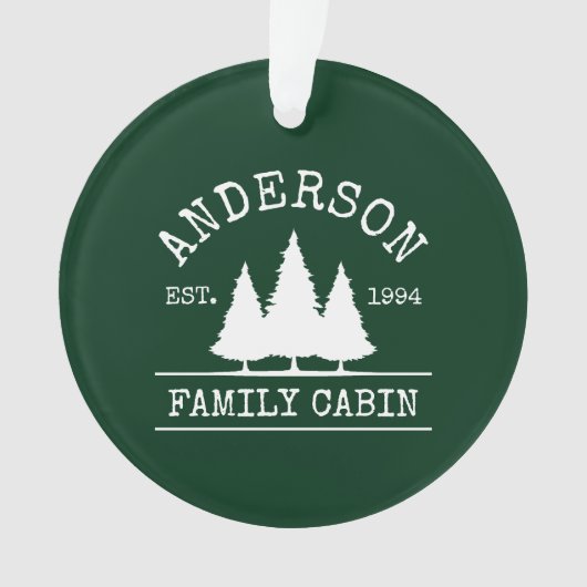 Kabine Familienname Forest Green Ornament (Vorderseite)