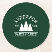 Kabine Familienname Forest Green Runder Pappuntersetzer (Vorderseite)