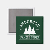 Kabine Familienname Forest Green Square Magnet (Vorderseite/Rückseite)