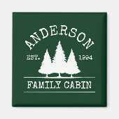 Kabine Familienname Forest Green Square Magnet (Vorne)