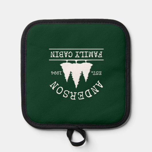 Kabine Familienname Forest Green Topflappen (Vorderseite)