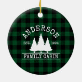 Kabine Familienname Green Buffalo Kariert Keramik Ornament (Hinten)