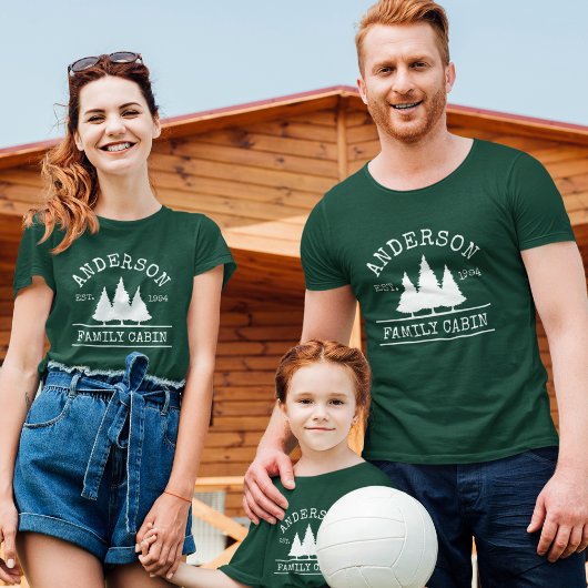 Kabine Familienname Pine Trees Green T-Shirt