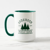 Kabine Familienname Pine Trees Green Tasse (Links)