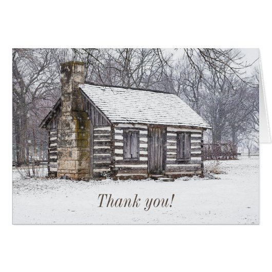 Kabine im Schnee Danke Karte (Vorderseite (Horizontal))