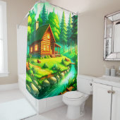 Kabine im Wald Duschvorhang (Beispiel)