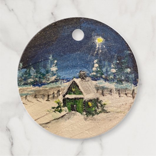 Kabine im Wald Geschenkanhänger (Vorderseite)