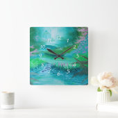 Kabine im Wald Quadratische Wanduhr (Zuhause)