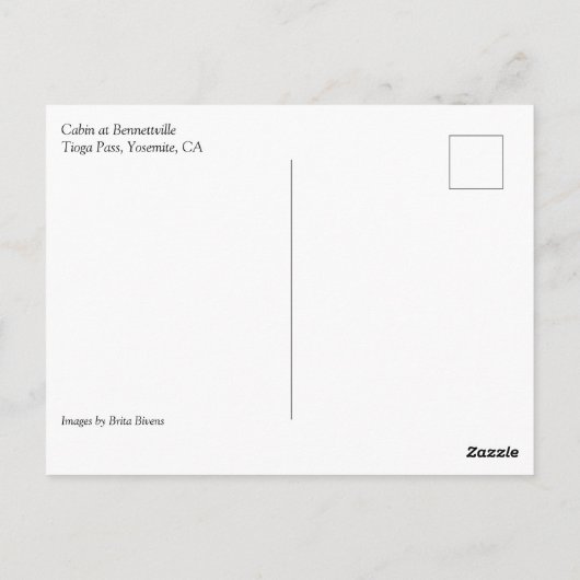 Kabine in Bennettville, Tioga Pass, Kalifornien Postkarte (Rückseite)