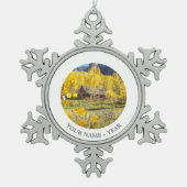 Kabine in den Espen Schneeflocken Zinn-Ornament (Vorderseite)