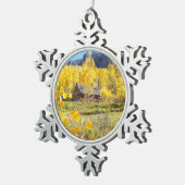 Kabine in den Espen Schneeflocken Zinn-Ornament (Rechts)