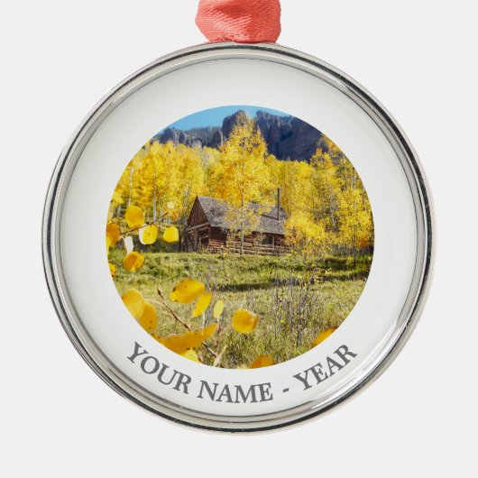 Kabine in den Espen Silbernes Ornament (Vorne)