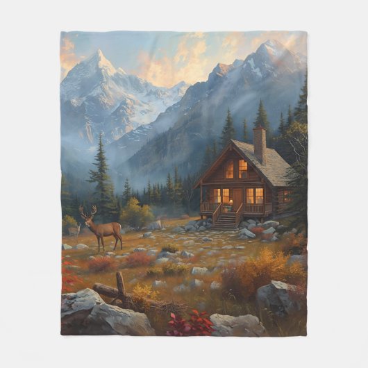 Kabine und Gebirge Fleece Blanket (Vorderseite)