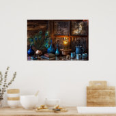 Kabine von Lampenlichtszene Kupfer Federn Bücher Poster (Küche)